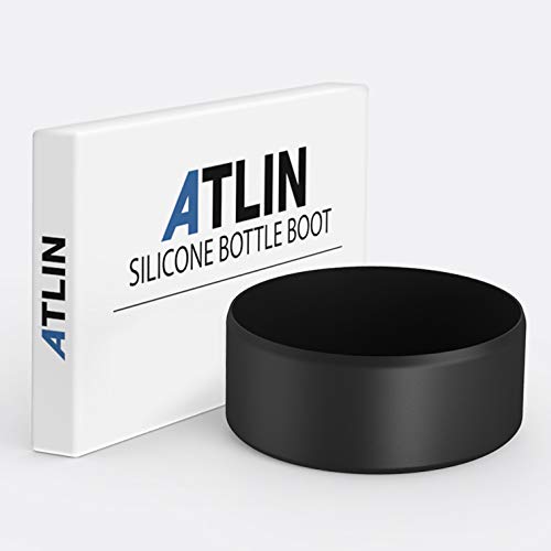 Product Cover Atlin Silicone Sleeve [Large], Protective Bottle Rubber Bottom Compatible with Hydro Flask, Durable Anti-Slip Boot Cover for Stainless Steel Water Cup, Portable Pet Bowl [Dishwasher Safe] Black