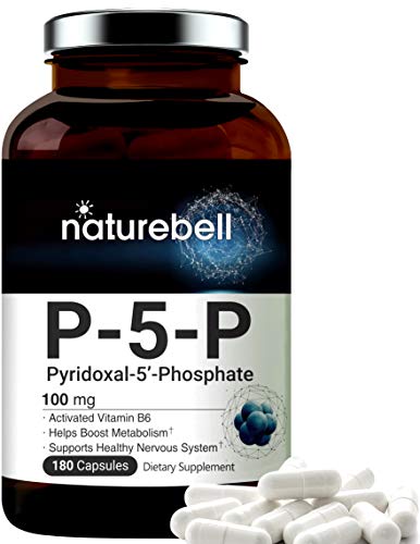Product Cover NatureBell P5P as Pyridoxal 5 Phosphate 100mg, 180 Capsules, Activated Vitamin B6, Powerfully Support Metabolism, Nervous System and Brain Health, No GMOs and Made in USA.