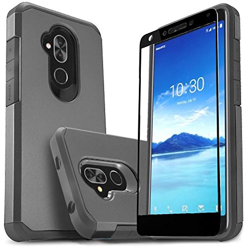 Product Cover Alcatel 7 Case, Revvl 2 Plus Case (T-Mobile), with [Full Cover Tempered Glass Screen Protector], Starshop Shock Absorption Dual Layers Impact Protective Phone Cover-Black