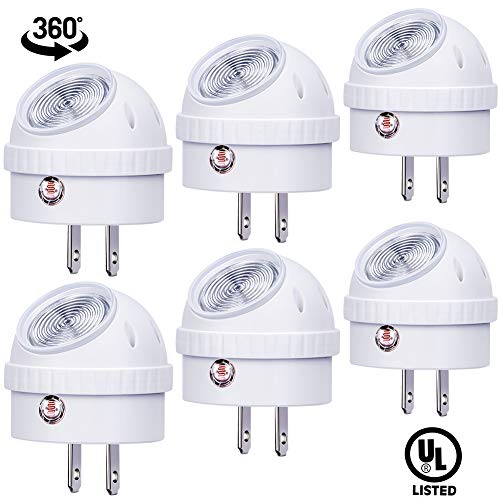 Product Cover Emotionlite Plug-in Night Lights, Warm White LED Nightlight, 360° Rotation, Dusk to Dawn Sensor, Kids, Adult, Bedroom, Hallway, Bathroom,Kitchen, Stairways, Corridor, UL Listed, 6 Pack