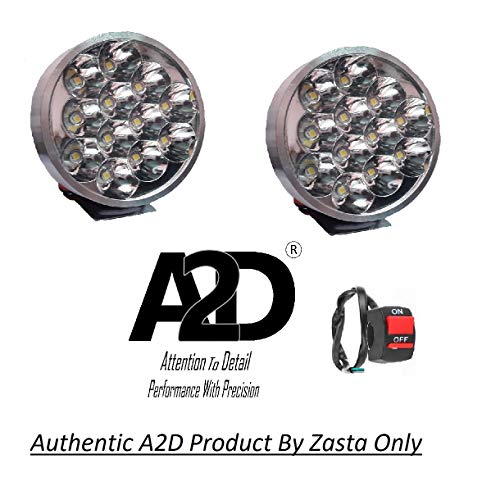 Product Cover A2D 12 LED AUX Bike Fog Lamp Light Set of 2 White with Switch for Royal Enfield Thunderbird Storm