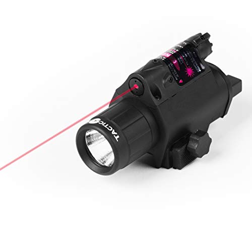 Product Cover Tacticon Armament Red Laser Flashlight for Rifle or Hand Gun with Picatinny Rail Mount and Tail Switch (Red-Laser)