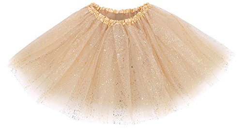 Product Cover D Diana Dickson Women's Costume Sparkly Glitter Tulle Tutu Ballet Skirt, Golden