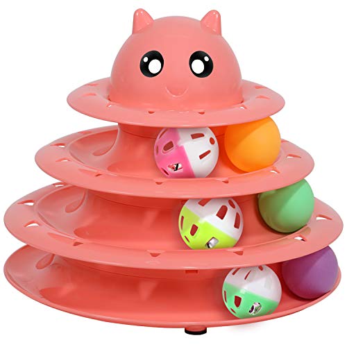 Product Cover UPSKY Cat Toy Roller Cat Toy Ball Tower Cat Fun 3-Level Tower Ball & Track Indoor Cats Pet Roller Ball Cat Play Super Roller Super Fun PP Material More Durable Stronger