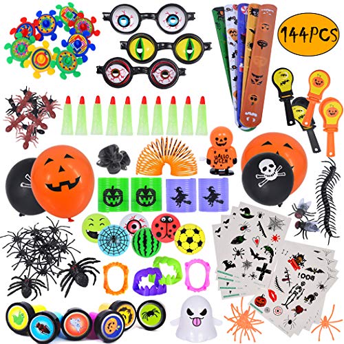 Product Cover ebuddy 144pc Halloween Toys and Novelty Assortment for Halloween Party Favors, School Classroom Rewards, Trick or Treating, Halloween Miniatures, Halloween Prizes