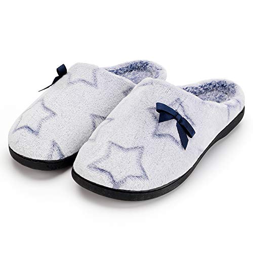 Product Cover K KomForme Women Memory Foam Slippers, Cozy Flannel Winter House Shoes with Star Pattern and Anti-Slip Sole