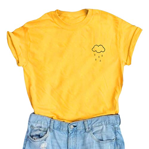 Product Cover BLACKMYTH Women's Graphic Funny T Shirt Cute Tops Teen Girl Tees Yellow Small