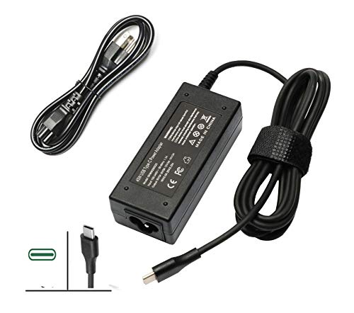 Product Cover 45W USB Type C Charger PD Adapter Power Replacement for HP Spectre x360 13 HP Pavillion X2 TPN-CA01 N8N14AA#ABL; Acer Travelmate B1 Lenovo Yoga 720 910 ThinkPad X1 Yoga5 Pro Power Supply Cord