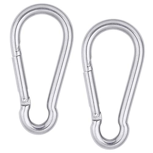 Product Cover AOWISH 2 PCS Stainless Steel Spring Snap Hook, 304 Stainless Steel Carabiner Clips, Heavy Duty Quick Link Lock Ring Spring Buckles (3/8-Inch Diameter, 4-Inch Length, 650 Lbs)