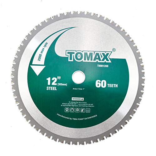 Product Cover TOMAX 12 Inch 60 Tooth Industrial Level Steel and Ferrous Metal Saw Blade with 1 Inch Arbor