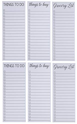 Product Cover to-do-List Notepad - 6-Pack Magnetic Notepad, Shopping List Memo Pad for Things to Do, Things to Buy and Grocery List, 3 Assorted Designs, 60 Sheets Per Pad, 3.5 x 9 Inches