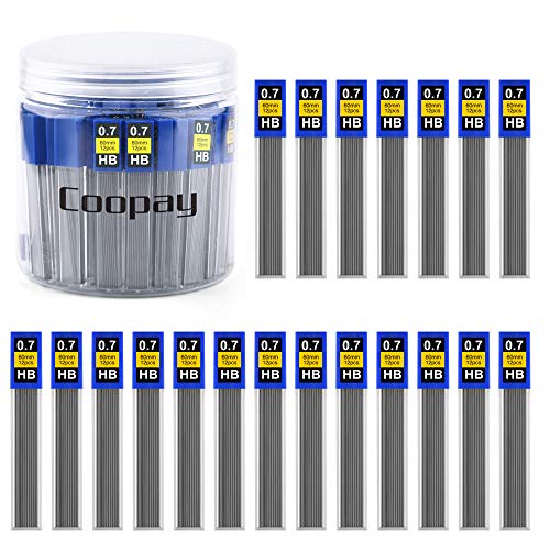 Product Cover Coopay 600 Pieces Lead Refills 0.7 mm HB Break Resistant Mechanical Pencil Refills, 12 Pack Per Tube, 50 Tubes(0.7 mm)