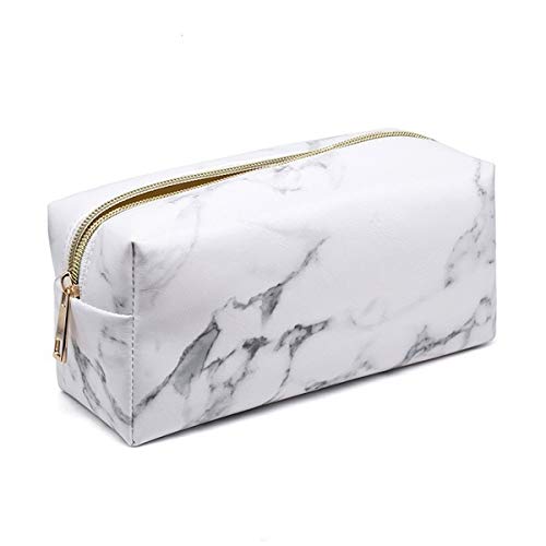 Product Cover Mikey Store Marble Makeup Bag Organizer, Portable PU Cosmetic Pouch Travel Brush Holder Pencil Storage Case for Women (7.5