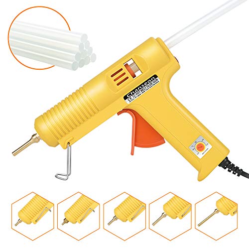 Product Cover Chanseon 150 watts Industrial Hot Melt Glue Gun US Plug with 10 Pcs Glue Sticks Adjustable Temperature 5 Copper Nozzles for DIY Crafts and Quick Repairs