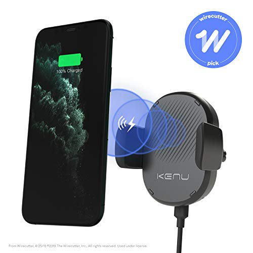 Product Cover Kenu Airframe Wireless | Qi Fast-Charging Vent Car Mount | Wireless Car Charger, Compatible with iPhone 11 Pro Max/11Pro/11, iPhone Xs Max/Xs/XR/X, iPhone 8 Plus/8, Pixel 3XL/3, Samsung Galaxy | Black