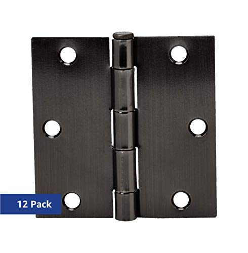 Product Cover AmazonBasics Square Door Hinges, 3.5 Inch x 3.5 Inch, 12 Pack, Oil Rubbed Bronze