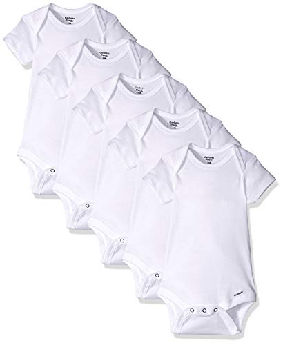 Product Cover GERBER Baby 5-Pack or 15 Multi Size Organic Short Sleeve Onesies Bodysuits, White 5 Pack, 0-3 Months