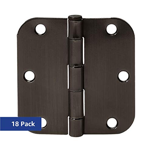 Product Cover AmazonBasics Rounded 3.5 Inch x 3.5 Inch Door Hinges, 18 Pack, Oil Rubbed Bronze