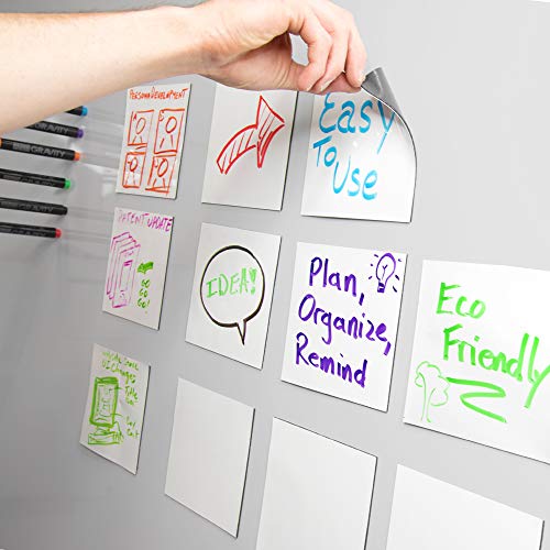 Product Cover mcSquares Stickies Dry-Erase Sticky Notes. Reusable Whiteboard Stickers 5in x 5in 6 Pack. Never Buy Paper Post Notes Again, Its Eco-Friendly!