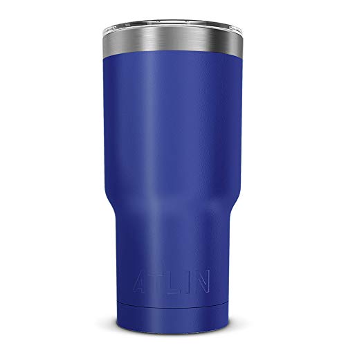 Product Cover Atlin Tumbler [30 oz. Double Wall Stainless Steel Vacuum Insulation] Travel Mug [Crystal Clear Lid] Water Coffee Cup [Straw Included] (Cobalt) For Home,Office,School, Ice Drink, Hot Beverage