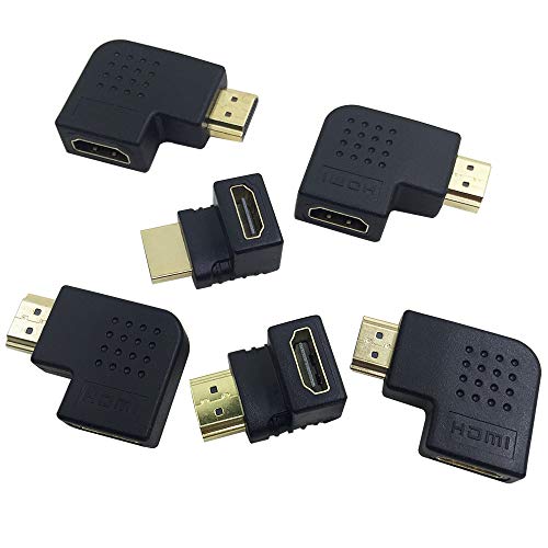 Product Cover AFUNTA 6 Pcs HDMI Angled Adapter, 4 pcs Flat Left & Right 90 Degree Angle and 2 pcs 270 & 90 Degree Male to Female HDMI Adapter, Gold-Plated 3D Supported TV Connector