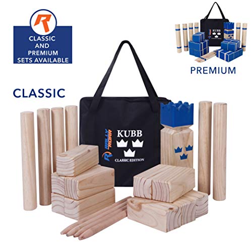 Product Cover Kubb Yard Game Set for Adults, Families - Fun, Interactive Outdoor Family Games - Durable Pinewood Blocks with Travel Bag - Clean, Games for Outside, Lawn, Bars, Backyards