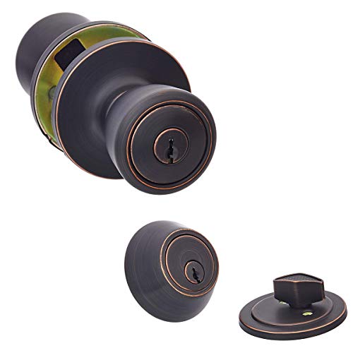 Product Cover AmazonBasics Exterior Door Knob With Lock and Deadbolt, Bell, Oil Rubbed Bronze