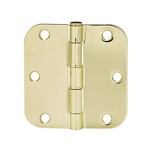 Product Cover AmazonBasics Rounded 3.5 Inch x 3.5 Inch Door Hinges, 18 Pack, Polished Brass