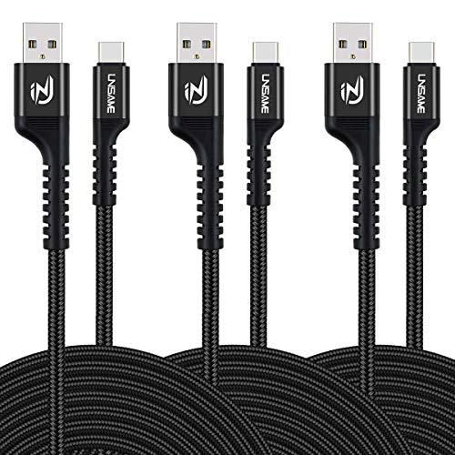 Product Cover USB C Charger Cable, UNISAME 3 Pack 10Ft Heavy Duty Braided Type C Reversible Connector Fast Charging Data Sync for Galaxy S10 S10+ S9 S9+ S8 S8+ Note 10 9 8, Pixel XL LG G7 G6 V30 V35 Oneplus 5 6T