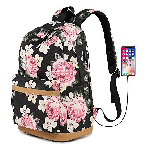 Product Cover Lmeison Canvas Backpack Bookbags with USB Charging Port Fit for 14