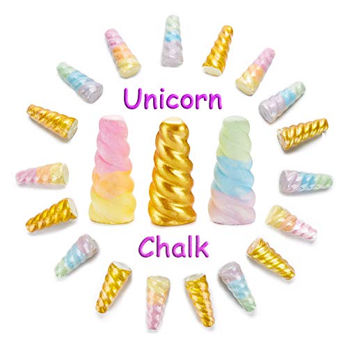 Product Cover KINIA 18 Rainbow Unicorn Horn Jumbo Sidewalk Chalk ~ Party Favors Goody Bag Pack ~ Birthdays, Easter, Christmas & More ~ Individually Wrapped ~ Washable ~ Beautiful Gift Box