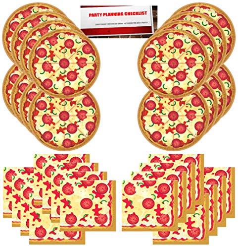 Product Cover Pizza Party Supplies Bundle Pack for 16 Guests (Plus Party Planning Checklist by Mikes Super Store)