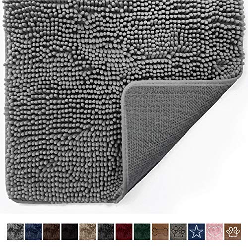 Product Cover Gorilla Grip Original Indoor Durable Chenille Doormat, Large, 36x24, Absorbent, Machine Washable Inside Mats, Low-Profile Rug Doormats for Entry, Back Door, Mud Room, High Traffic Areas, Gray