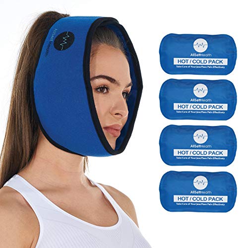 Product Cover Face Ice Pack for Wisdom Teeth, Jaw, Head and Chin, 4 Reusable Hot or Cold Gel Packs, Relief for Mouth, or Oral Pain, Facial Surgery, TMJ Pain Relief