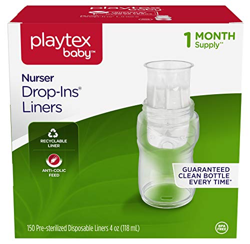 Product Cover Playtex Baby Nurser Drop-Ins Baby Bottle Disposable Liners, Closer to Breastfeeding, 4 Ounce, 150 Count