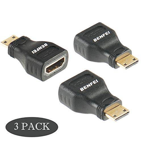 Product Cover Mini HDMI to HDMI, Benfei 3 Pack Gold Plated HDMI to Mini HDMI Adapter Compatible for Raspberry Pi, Camera, Camcorder, DSLR, Tablet, Video Card