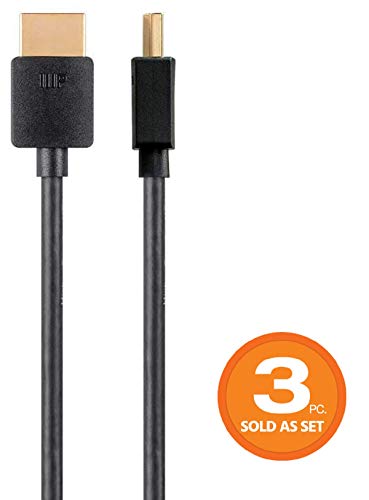 Product Cover Monoprice Certified Premium HDMI Cable - 3 Feet - Black (3 Pack) 4K@60Hz HDR 18Gbps 36AWG YUV 4:4:4 - Ultra Slim Series