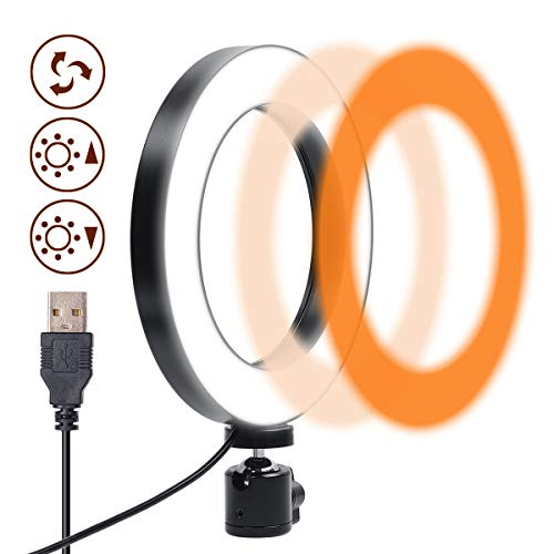 Product Cover Gemwon Ring Light 6 Inches - 3 Color Lights & 10 Dimmable Brightness, Premium LED Makeup Lighting for Streaming, YouTube Video, Photo, Photography, Selfie