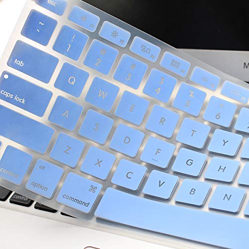 Product Cover Backlit See Through Hollow Out Silicone Keyboard Cover Skin for MacBook Air 13 inch A1369 A1466 & 2015 or Older Versions MacBook Pro 13 15 inch with/Without Retina Display (Hollow Series Light Blue)