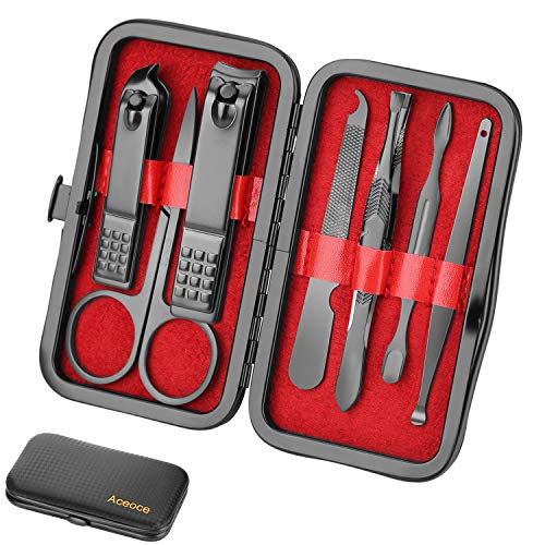 Product Cover Manicure Set Men Travel Luxury Manicure 8 In 1 Stainless Steel Professional Pedicure Set Travel Grooming kit Gift for Men Husband Boyfriend Lover Parents Women Elder Patient Nail Care