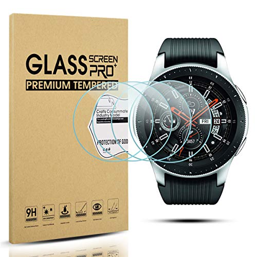 Product Cover Diruite 4-Pack for Samsung Galaxy Watch 46mm Screen Protector Tempered Glass for Galaxy 46mm Watch, SM-R800 [2.5D 9H Hardness] [Anti-Scratch]