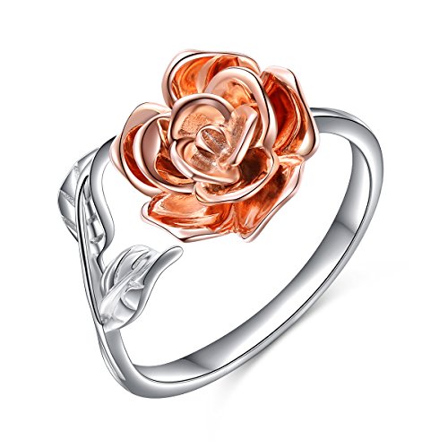 Product Cover Alphm Rose Flower Ring for Women S925 Sterling Silver Adjustable Thumb Ring Size 8 Jewelry