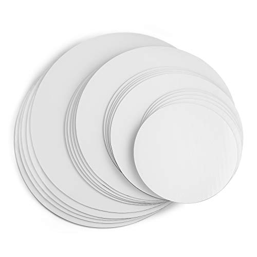 Product Cover Cake Boards, White Round Cake Circle base - 6,8, 10 and 12 inch, 5 of each Size