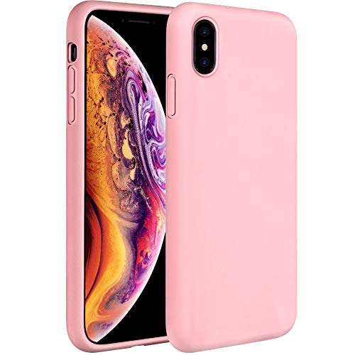 Product Cover Miracase Liquid Silicone Case Compatible with iPhone Xs Max 6.5 inch (2018), Gel Rubber Full Body Protection Shockproof Cover Case Drop Protection Case (Pink)