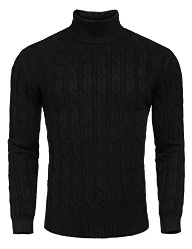 Product Cover COOFANDY Men's Slim Fit Turtleneck Sweater Casual Twisted Knitted Pullover Sweaters
