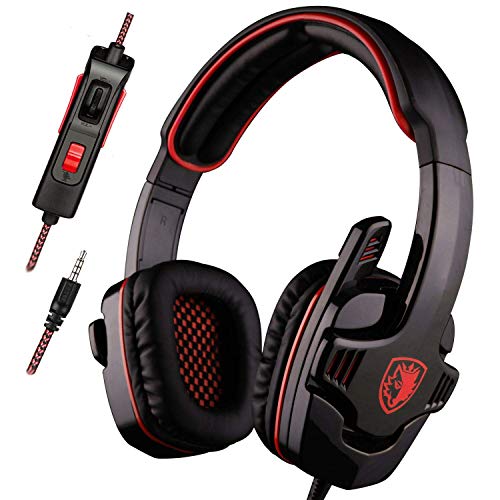 Product Cover SADES Gaming Headset Stereo Headphone with Microphone for Laptop PC Mac PS4 Phones Xbox Ones/X Controller Nintendo Switch Games-SA708GT (Red Black)