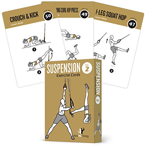 Product Cover Suspension Exercise Cards Vol 2, Set of 62 : Compatible w TRX, Woss, & Ritfit Trainer Straps : 50 Exercises for a Total Body Workout :: Extra Large, Waterproof & Durable, With Diagrams & Instructions