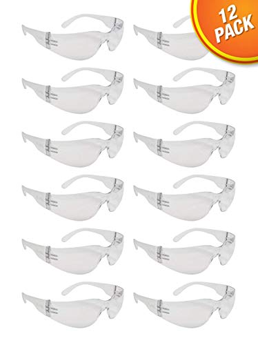 Product Cover Clear Frame Safety Glasses, One Size, Anti-Scratch, Impact Resistance (12 Pack), ANSI Compliant