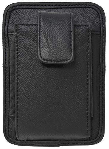 Product Cover Garrison Grip Cowhide Leather OWB CCW Cell Phone Belt Pack up to Glock 43 Ruger LC9 and Smaller (Black)