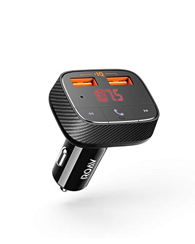 Product Cover Anker Roav SmartCharge F0 Bluetooth FM Transmitter for Car, Audio Adapter and Receiver, Hands-Free Calling, MP3 Car Charger with 2 USB Ports, PowerIQ, and AUX Output (No Dedicated App)